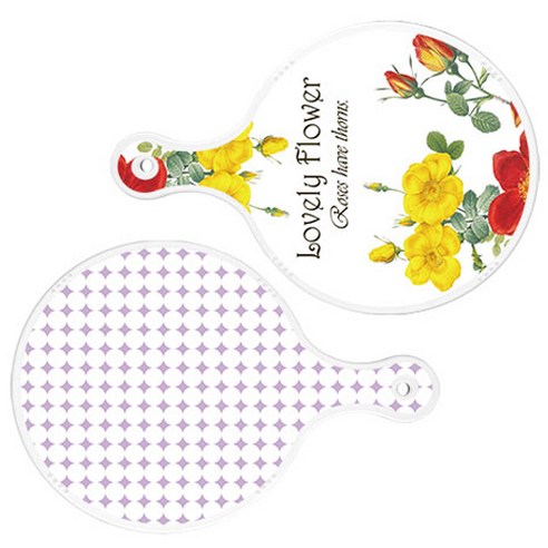 로엠디자인 서빙 도마 2p Lovely Flower 원형 보드 세트, Lovely Flower 원형, 원형 패턴 파스텔 보라 원형, 1세트