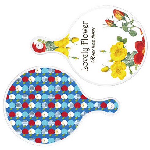 로엠디자인 서빙 도마 2p Lovely Flower 원형 보드 세트, Lovely Flower 원형, 애플 벽색 원형, 1세트