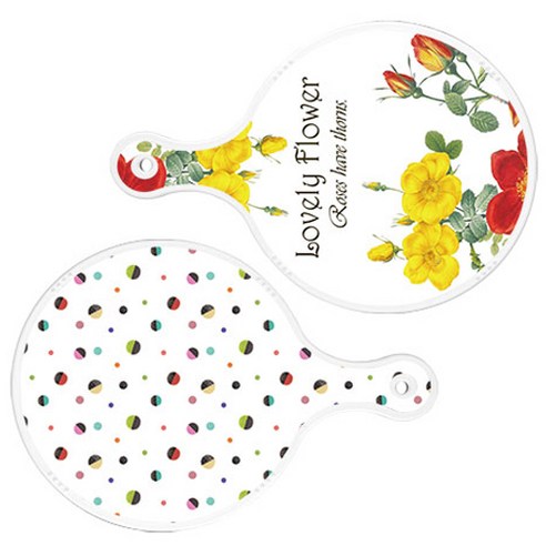 로엠디자인 서빙 도마 2p Lovely Flower 원형 보드 세트, Lovely Flower 원형, 배색 원형 원형, 1세트
