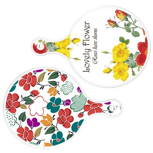 로엠디자인 서빙 도마 2p Lovely Flower 원형 보드 세트, Lovely Flower 원형, floral 목련 혼합 원형, 1세트