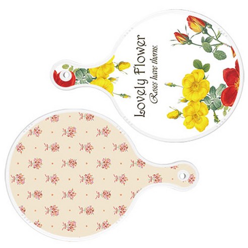 로엠디자인 서빙 도마 2p Lovely Flower 원형 보드 세트, Lovely Flower 원형, 담황색 꽃다발 원형, 1세트