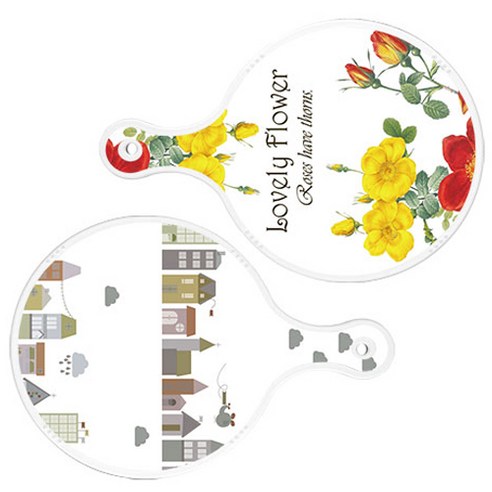 로엠디자인 서빙 도마 2p Lovely Flower 원형 보드 세트, Lovely Flower 원형, 도시 클립 아트 원형, 1세트