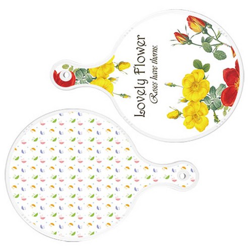 로엠디자인 서빙 도마 2p Lovely Flower 원형 보드 세트, Lovely Flower 원형, 우산 원형, 1세트