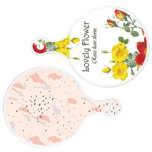 로엠디자인 서빙 도마 2p Lovely Flower 원형 보드 세트, Lovely Flower 원형, 패턴 자국 원형, 1세트
