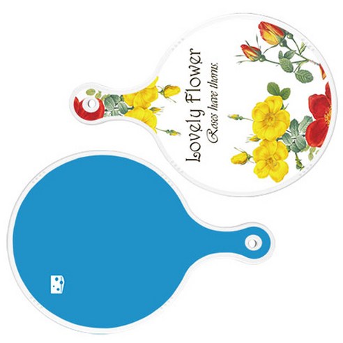 로엠디자인 서빙 도마 2p Lovely Flower 원형 보드 세트, Lovely Flower 원형, 스카이 블루 원형, 1세트