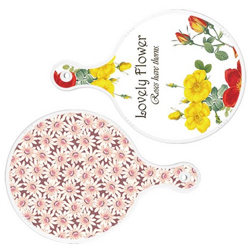 로엠디자인 서빙 도마 2p Lovely Flower 원형 보드 세트, Lovely Flower 원형, 자색 플라워 패턴 원형, 1세트