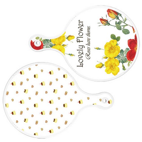 로엠디자인 서빙 도마 2p Lovely Flower 원형 보드 세트, Lovely Flower 원형, 푸딩 원형, 1세트
