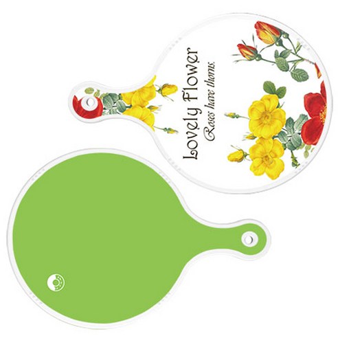 로엠디자인 서빙 도마 2p Lovely Flower 원형 보드 세트, Lovely Flower 원형, 라이트 그린 원형, 1세트