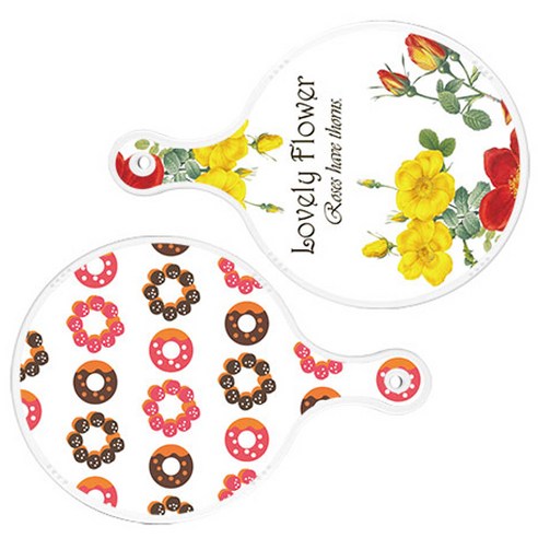 로엠디자인 서빙 도마 2p Lovely Flower 원형 보드 세트, Lovely Flower 원형, 초코 도넛 원형, 1세트