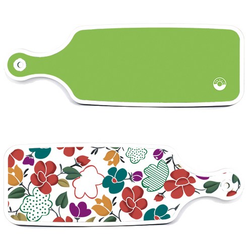 로엠디자인 floral 목련 혼합보드 서빙 도마 2p 세트, floral 목련 혼합보드, 라이트그린보드, 1세트