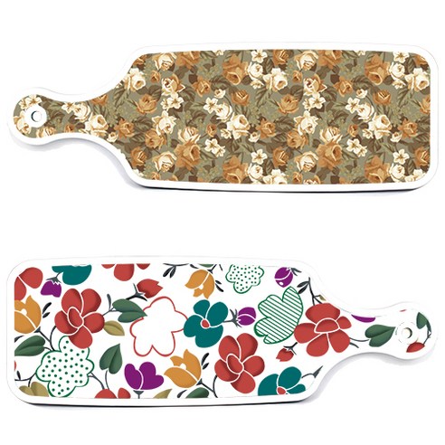 로엠디자인 floral 목련 혼합보드 서빙 도마 2p 세트, floral 목련 혼합보드, 토색플라워보드, 1세트