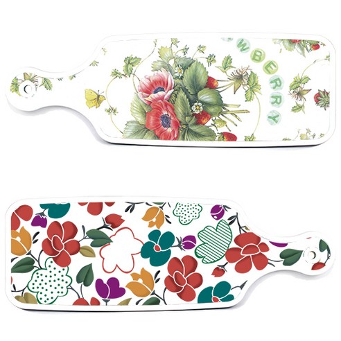 로엠디자인 floral 목련 혼합보드 서빙 도마 2p 세트, floral 목련 혼합보드, 산딸기아트웍보드, 1세트