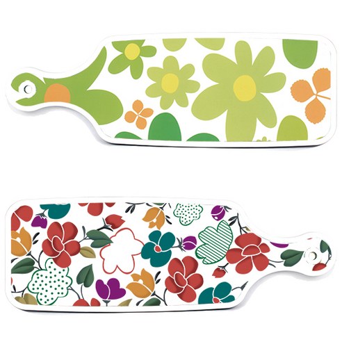 로엠디자인 floral 목련 혼합보드 서빙 도마 2p 세트, floral 목련 혼합보드, floral 개나리보드, 1세트