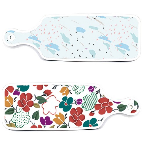로엠디자인 floral 목련 혼합보드 서빙 도마 2p 세트, floral 목련 혼합보드, 자국옥색보드, 1세트