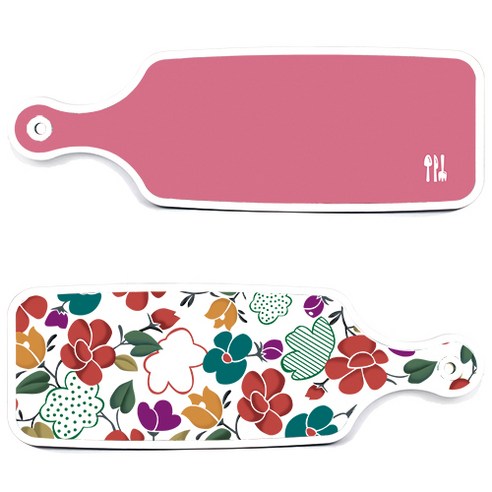 로엠디자인 floral 목련 혼합보드 서빙 도마 2p 세트, floral 목련 혼합보드, 핑크보드, 1세트