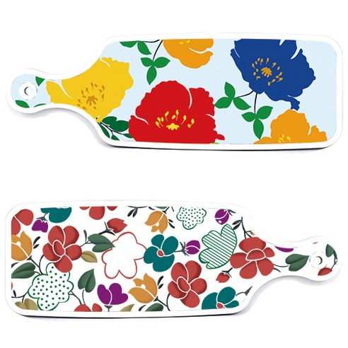 로엠디자인 floral 목련 혼합보드 서빙 도마 2p 세트, floral 목련 혼합보드, 국화블루옥색보드, 1세트