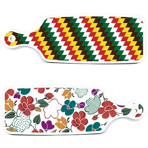 로엠디자인 floral 목련 혼합보드 서빙 도마 2p 세트, floral 목련 혼합보드, 5색다이아패턴보드, 1세트