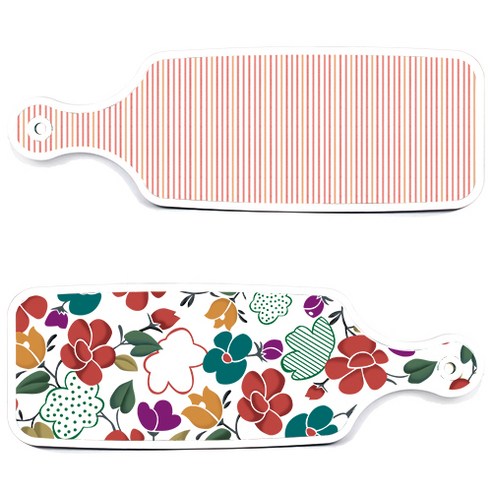 로엠디자인 floral 목련 혼합보드 서빙 도마 2p 세트, floral 목련 혼합보드, 주홍라인보드, 1세트