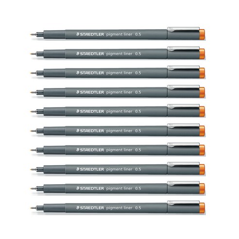 스테들러 피그먼트 라이너 308 칼라펜 0.5mm, 오렌지, 10개입