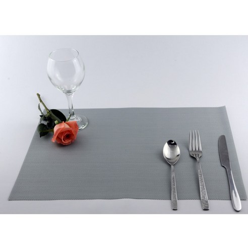 블럭마트 주방 단색 식탁매트 10p, 실버, 30 x 45 cm