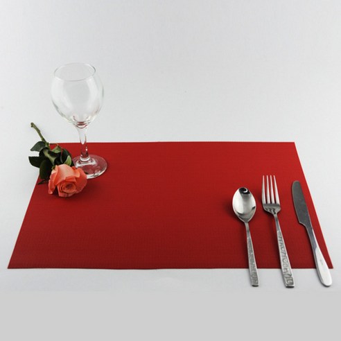 블럭마트 주방 단색 식탁매트 5p, 레드, 30 x 45 cm