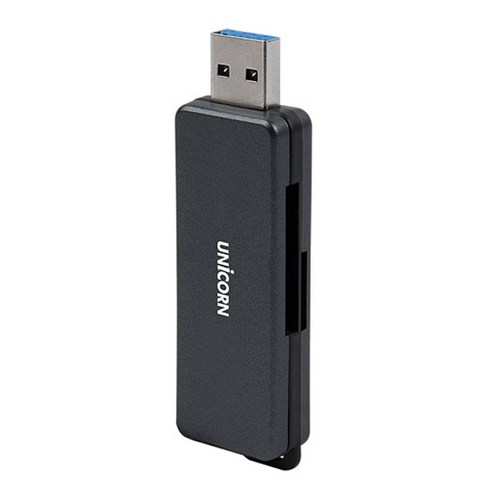 유니콘 USB 3.0 슬라이딩방식 휴대용 멀티 카드리더기, XC-770A, 블랙(Black)