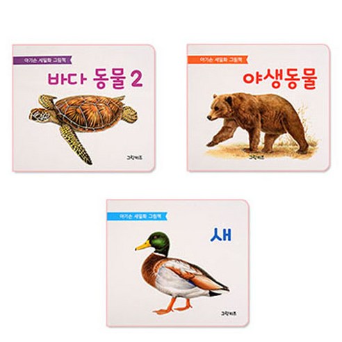 아기손 세밀화 그림책 바다동물2 + 야생동물 + 새, 그린키즈