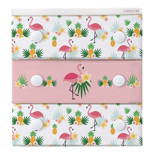 보노하우스 디자인 체스트 서랍장 3단, FLAMINGO, 1개
