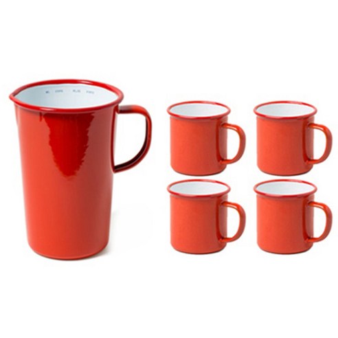 팔콘 저그 1.137L + 머그 350ml x 4p 주스 세트, 레드, 1개