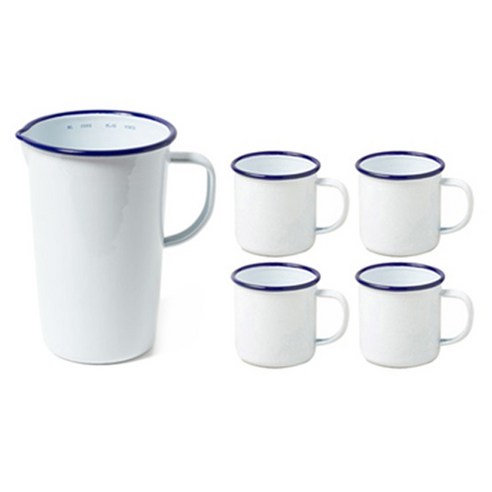 팔콘 저그 1.137L + 머그 350ml x 4p 주스 세트, 화이트, 1개