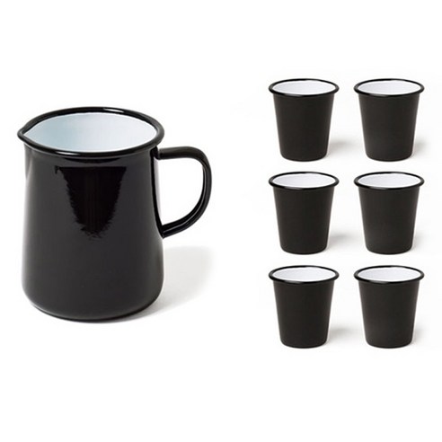 팔콘 저그 586ml + 머그 310ml x 6p 주스 세트 B, 블랙, 1개