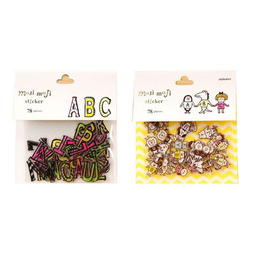 라이프포인트 알파벳 숫자 키치알파벳 DIY 스티커팩 2p 세트, 07 키치알파벳, 14 동물알파벳, 1세트