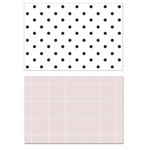 서머스트 실리콘 테이블매트 도트 + 심플체크, 화이트, 인디언핑크, 425 x 295 mm