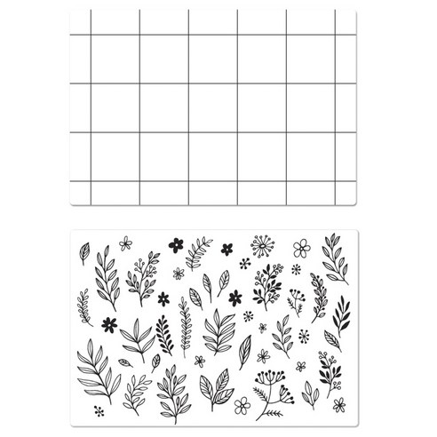 서머스트 실리콘 테이블매트 심플체크 + 리프, 화이트, 425 x 295 mm