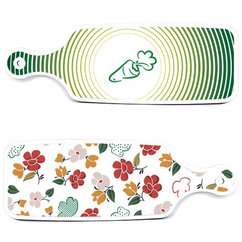 로엠디자인 서빙 도마 보드 2p floral 목련 패턴보드 세트, floral 목련 패턴보드, 채소라인그린보드, 1세트