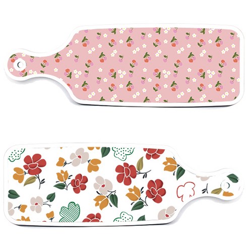 로엠디자인 서빙 도마 보드 2p floral 목련 패턴보드 세트, floral 목련 패턴보드, 주홍색체리보드, 1세트