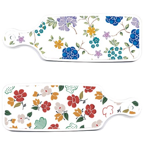 로엠디자인 서빙 도마 보드 2p floral 목련 패턴보드 세트, floral 목련 패턴보드, 로맨틱블루floral화이트보드, 1세트