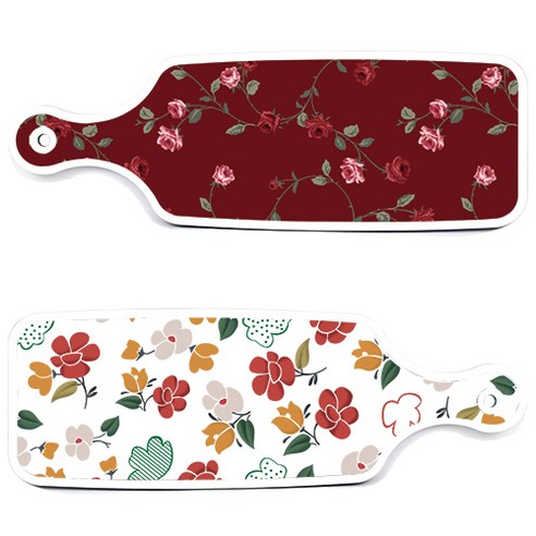 로엠디자인 서빙 도마 보드 2p floral 목련 패턴보드 세트, floral 목련 패턴보드, 장미적색보드, 1세트