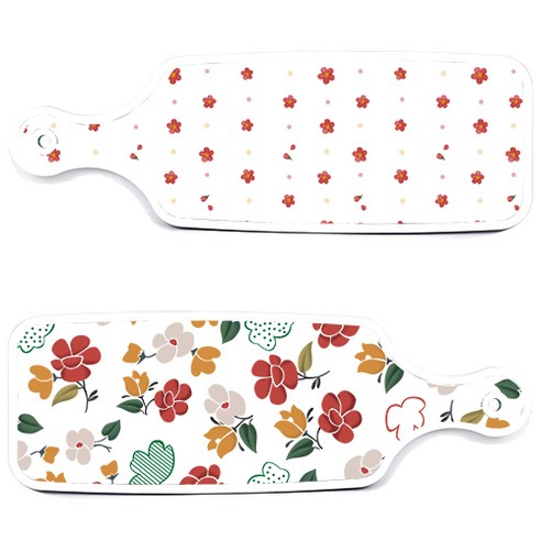 로엠디자인 서빙 도마 보드 2p floral 목련 패턴보드 세트, floral 목련 패턴보드, 장단색나팔꽃보드, 1세트