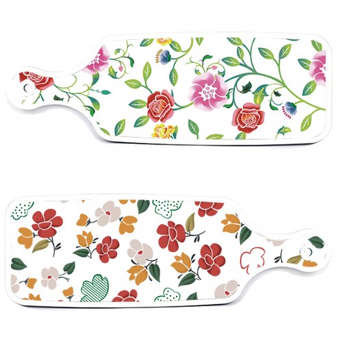 로엠디자인 서빙 도마 보드 2p floral 목련 패턴보드 세트, floral 목련 패턴보드, 로맨틱장미보드, 1세트