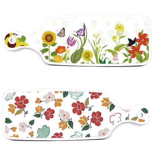 로엠디자인 서빙 도마 보드 2p floral 목련 패턴보드 세트, floral 목련 패턴보드, 화단보드, 1세트