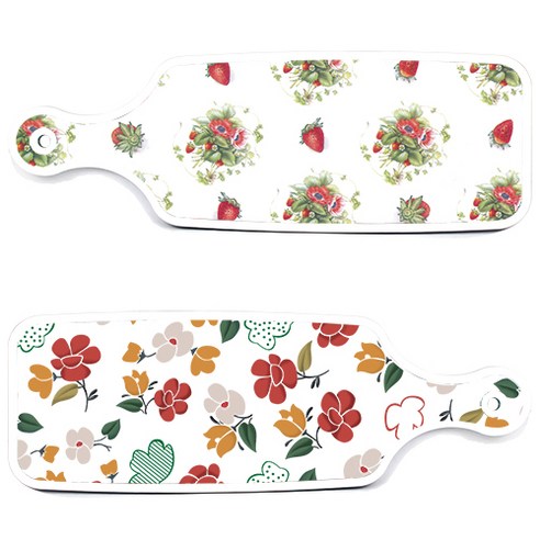로엠디자인 서빙 도마 보드 2p floral 목련 패턴보드 세트, floral 목련 패턴보드, 딸기아트웍보드, 1세트