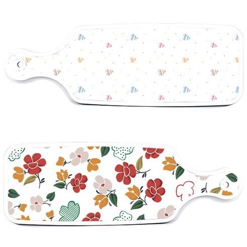 로엠디자인 서빙 도마 보드 2p floral 목련 패턴보드 세트, floral 목련 패턴보드, 라인하트보드, 1세트