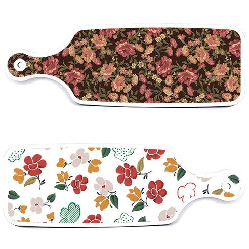 로엠디자인 서빙 도마 보드 2p floral 목련 패턴보드 세트, floral 목련 패턴보드, 블랙가든아트보드, 1세트
