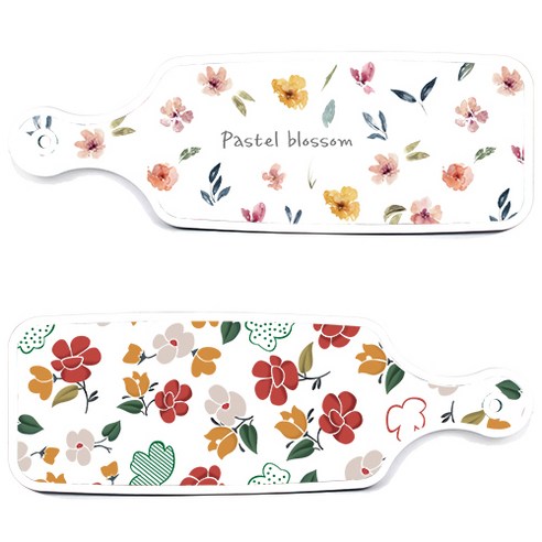 로엠디자인 서빙 도마 보드 2p floral 목련 패턴보드 세트, floral 목련 패턴보드, 파스텔플라워패턴보드, 1세트