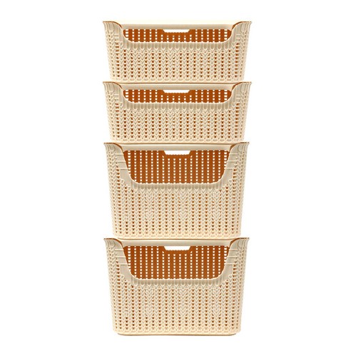 오하임 라탄 컬러 바구니 15.8L x 2p + 25L x 2p, 크림화이트, 1세트