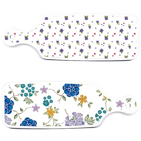 로엠디자인 서빙 도마 보드 2p 로맨틱 블루 floral 화이트 세트, 로맨틱 블루 floral 화이트, 블루베리, 1세트