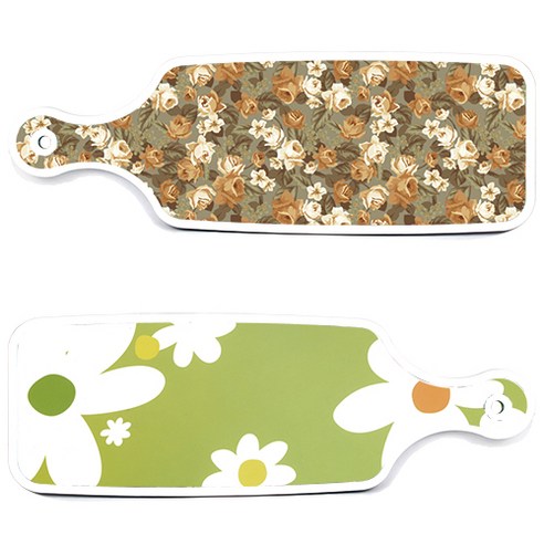 로엠디자인 서빙 도마 보드 2p floral design하얀개나리보드 세트, floral design하얀개나리보드, 토색플라워보드, 1세트