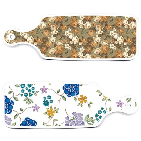 로엠디자인 서빙 도마 보드 2p 로맨틱 블루 floral 화이트 세트, 로맨틱 블루 floral 화이트, 토색 플라워, 1세트