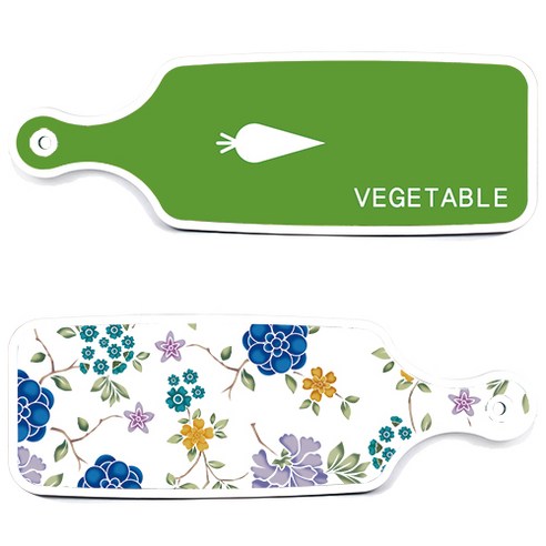 로엠디자인 서빙 도마 보드 2p 로맨틱 블루 floral 화이트 세트, 로맨틱 블루 floral 화이트, 채소 그린, 1세트